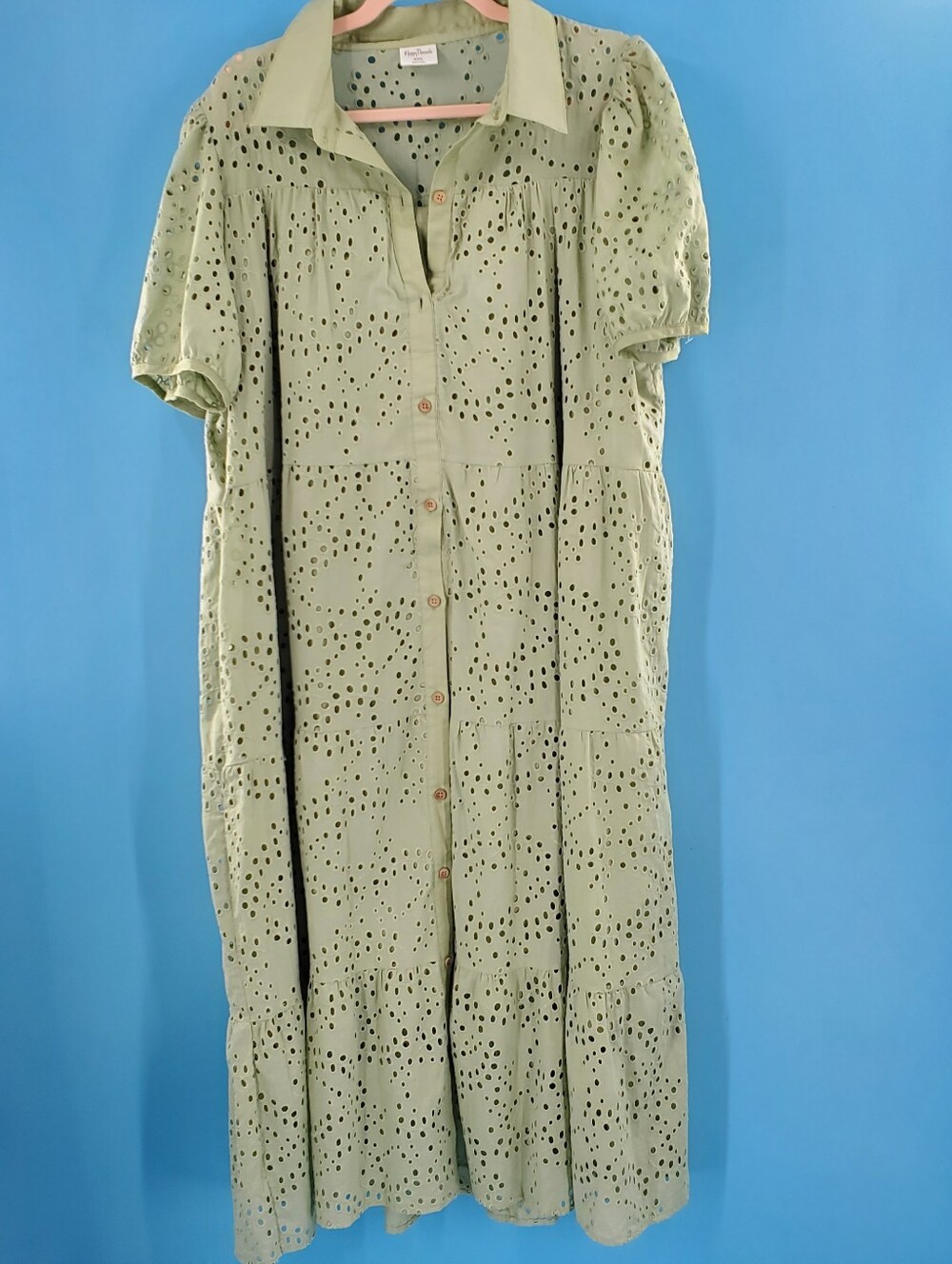 100% Cotton light olive green maxi dress XXL